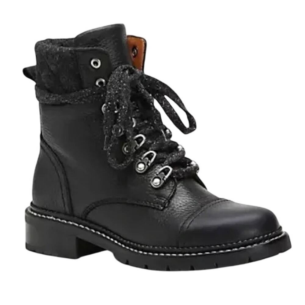FRYE Womens Samantha Hiker Boots Size 5.5 M EU 36 Black Leather EUC